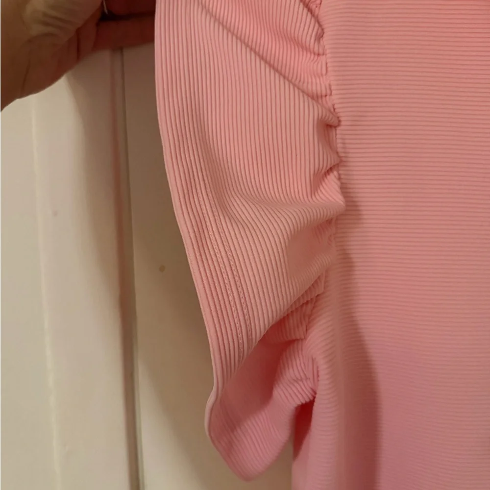 Pink Short Sleeve Zip-Up Top and Pants Set - Picture 4 of 7